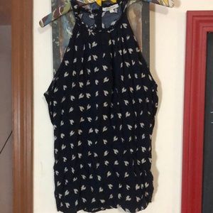 Anne Carson Navy Blue and off white pattern. Sleeveless Shirt size medium